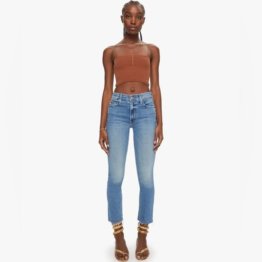 NWT Mother Mid Rise Dazzler Ankle Step Fray Jean